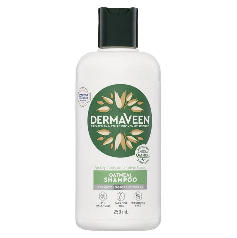 DermaVeen Oatmeal Shampoo for Dry Flaky or Sensitive Scalps 250mL