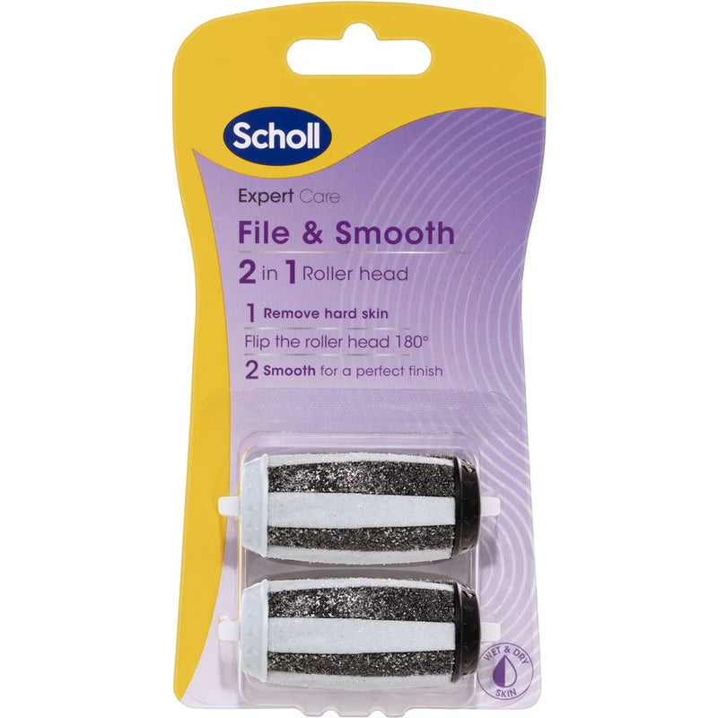 Scholl Expert Care File And Smooth 2 In 1 Roller Head Refill 2 Pack
