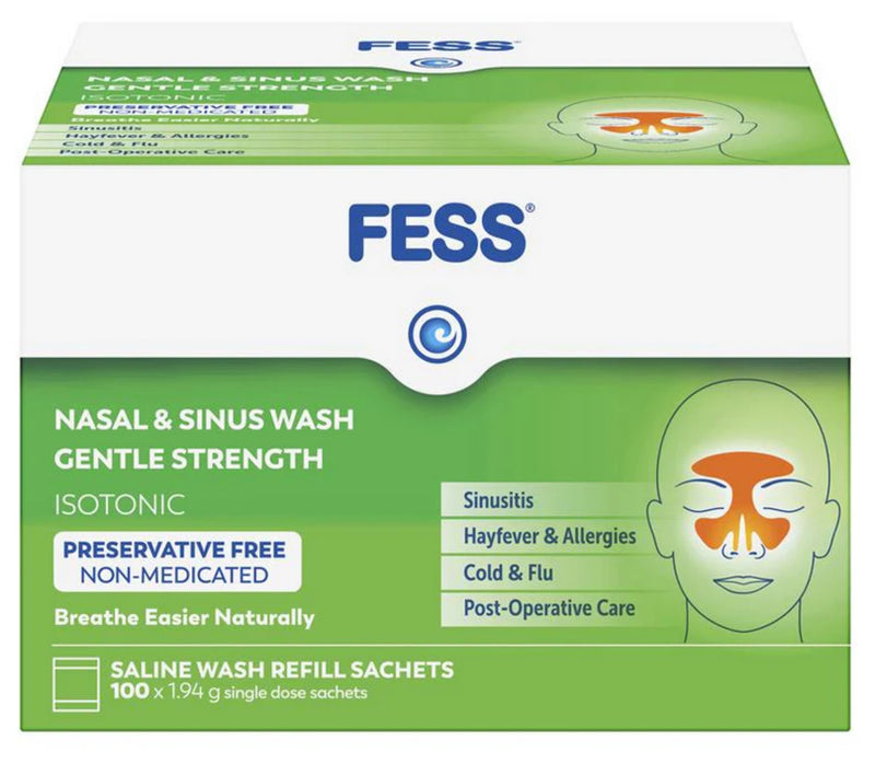 Gói Tẩy Rửa Mũi Và Xoang Nhẹ Nhàng Fess Sinu Cleanse 100 Miếng Bổ Sung