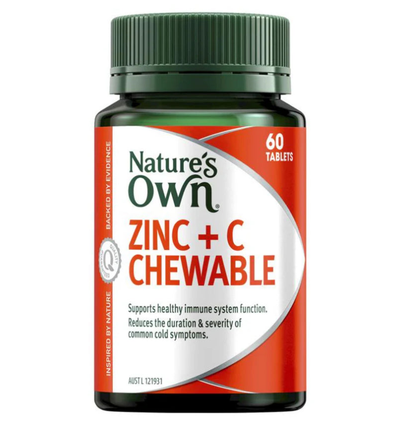 Nature's Own Zinc + C - Contains Vitamin C - 60 Chewable Tablets