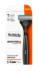 Schick Quattro 4 Titanium Mens Razor Kit 2 Blades