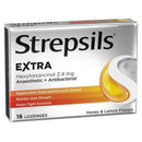 Strepsils Extra Honey and Lemon Giảm đau họng nhanh chóng bằng viên ngậm gây tê 16pk