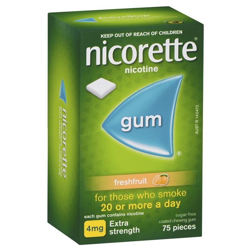 Nicorette Gum 4mg Fresh Fruit 75 Pieces