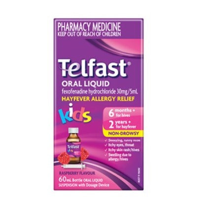 Telfast Kids Oral Liquid Raspberry Flavour 60ml – Better Value Pharmacy ...