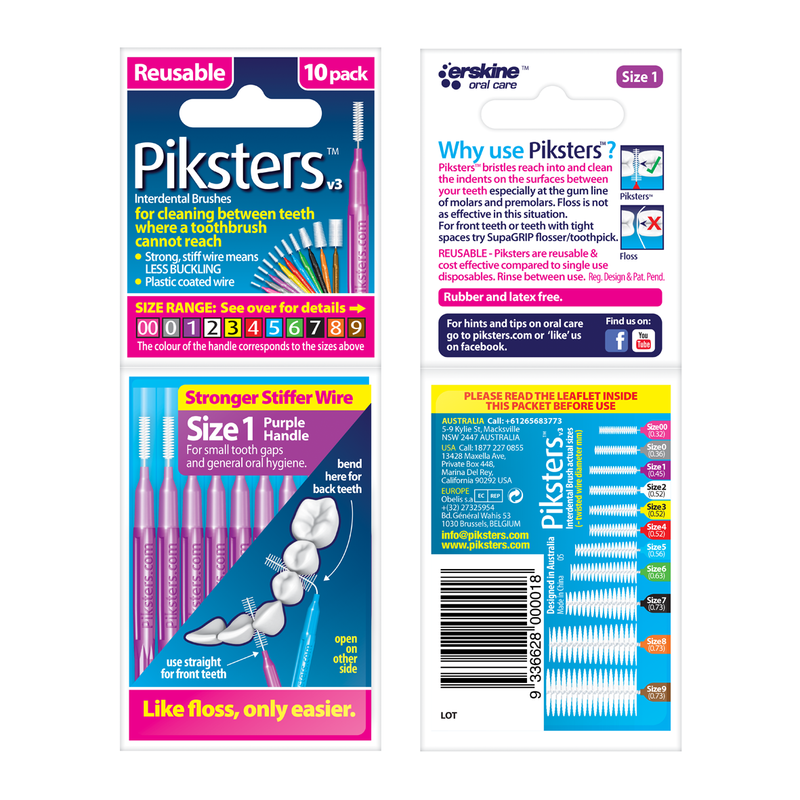 Piksters 10 Pack Size 1 - Purple