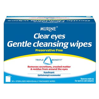 Murine Clear Eyes 温和清洁湿巾 - 30 包