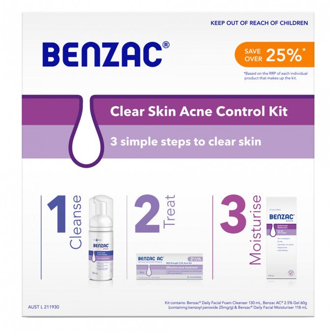 Benzac Clear Skin Acne Control Kit 3 Piece