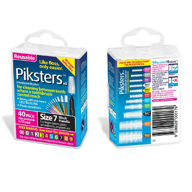 Piksters 40 Pack Size 7 - Black