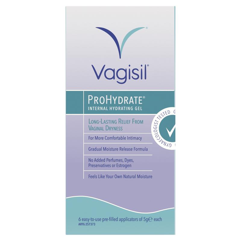 Gel dưỡng ẩm bên trong Vagisil ProHydrate 6 x 5g