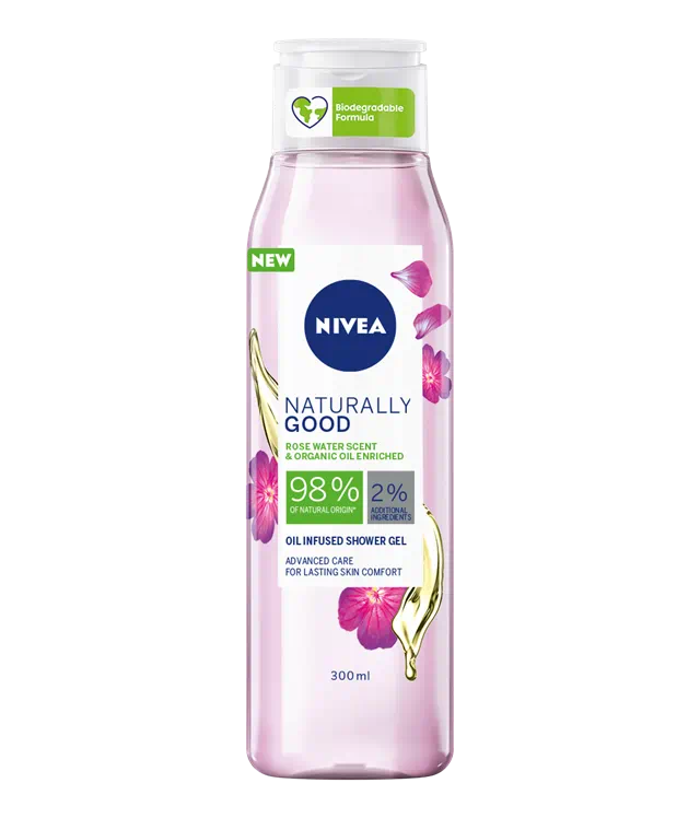 GEL TẮM DẦU HỮU CƠ NIVEA NATURALLY GOOD ROSE WATER SCENT & ORGANIC OIL SHOWER 300ml