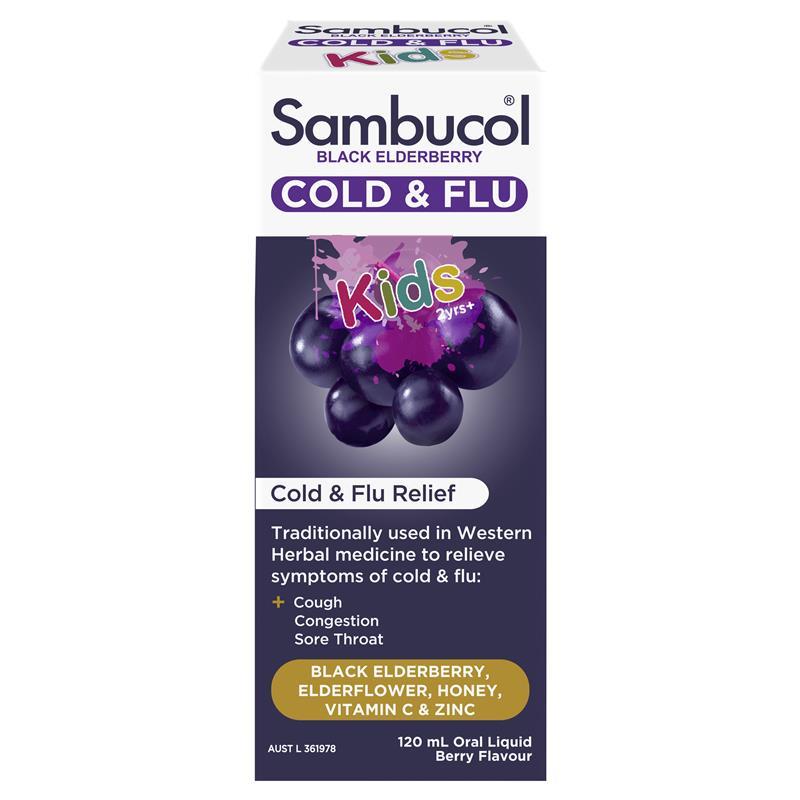 Sambucol Cold and Flu Black Elderbrerry Kids Liquid 120ml