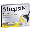 Strepsils Extra Honey and Lemon Giảm đau họng nhanh chóng bằng viên ngậm gây tê 16pk