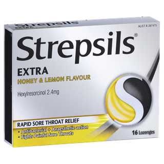 Strepsils Extra Honey and Lemon Giảm đau họng nhanh chóng bằng viên ngậm gây tê 16pk