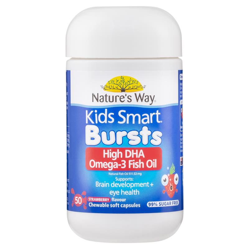 Nature's Way Kids Smart Bursts 高 DHA Omega-3 鱼油草莓 50 粒儿童