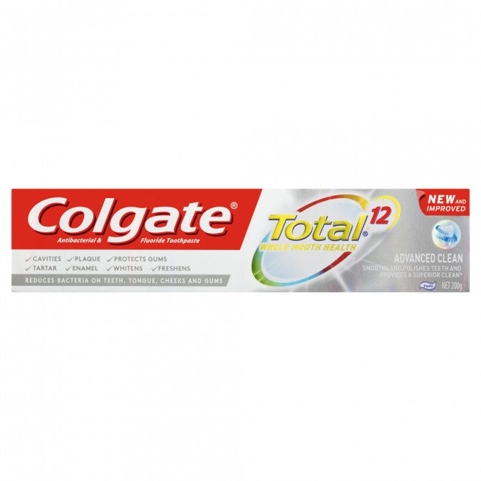 Colgate Advanced Clean Colgate Total Advanced Clean Antibacterial Fluoride Toothpaste 200g ...