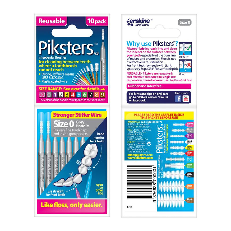 Piksters 10 Pack Size 0 - Grey