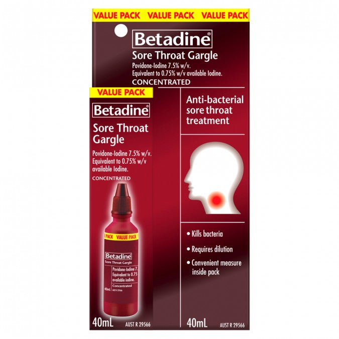 BETADINE Concentrated Sore Throat Gargle - Sore Throat Treatment 40mL