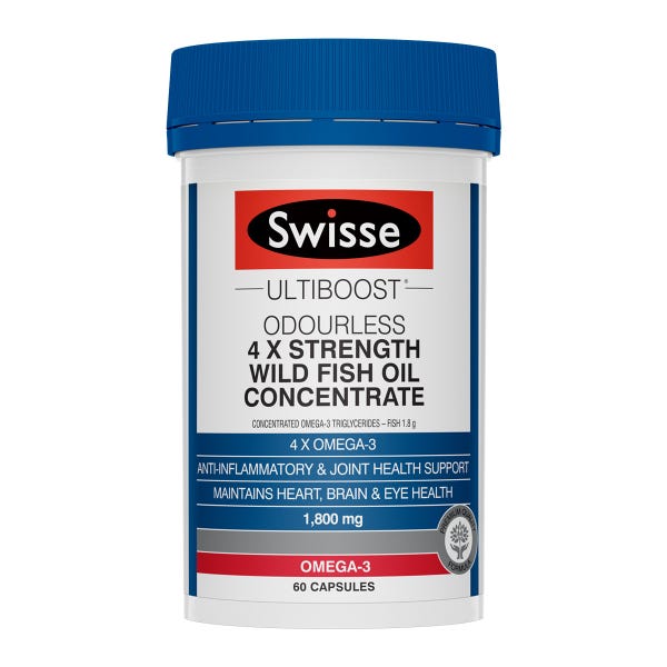 Swisse Ultiboost Odourless 4 x Strength Wild Fish Oil Concentrate 60 viên