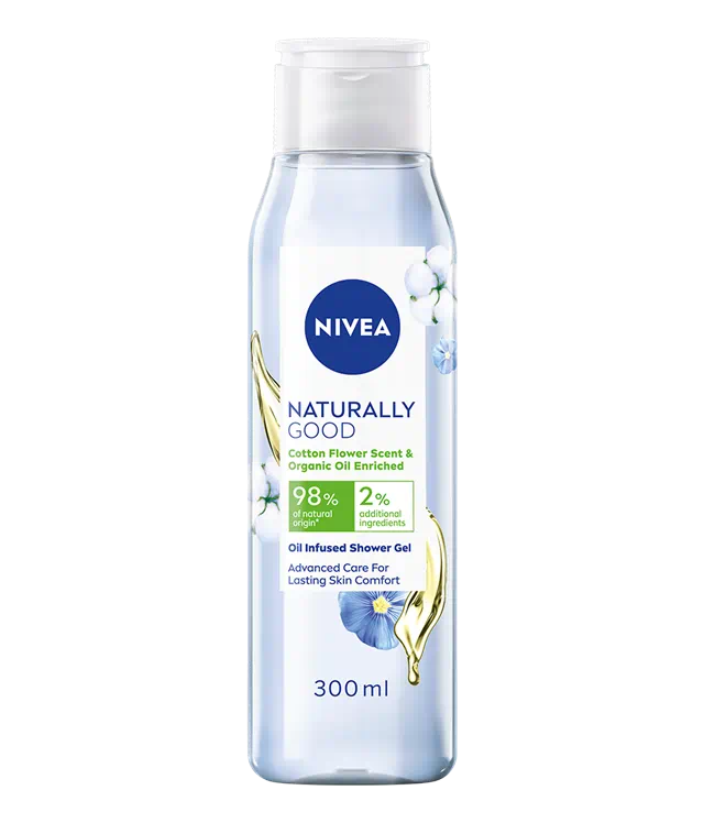 NIVEA NATURALLY GOOD COTTON FLOWER SCENT & ORGANIC OIL SHOWER GEL 300ml