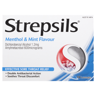 Strepsils 双重抗菌喉咙痛锭剂薄荷醇和薄荷锭剂