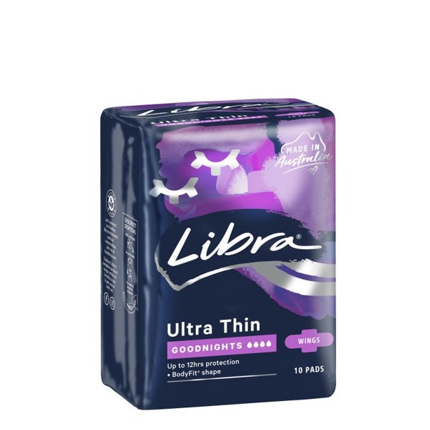 Libra Goodnights Pads Ultra Thins Extra Long Wings 10 Pack