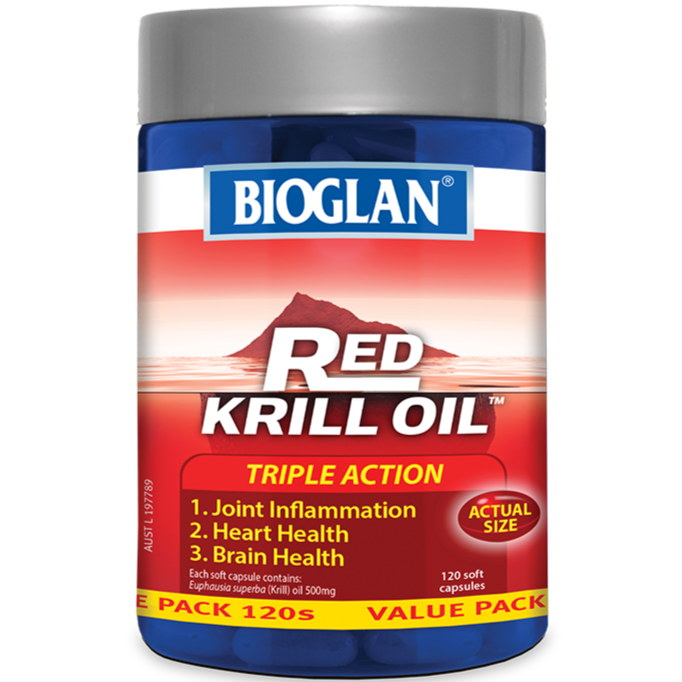 Bioglan红磷虾油三重作用500mg 120软胶囊