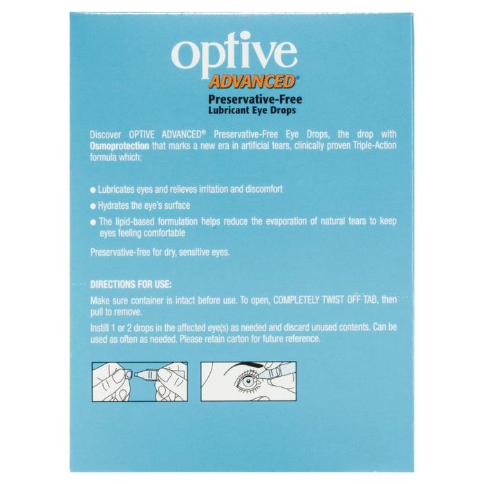 Optive Advanced Lubricant Eye Drops 0.4ml X 30 Vials – Better Value ...