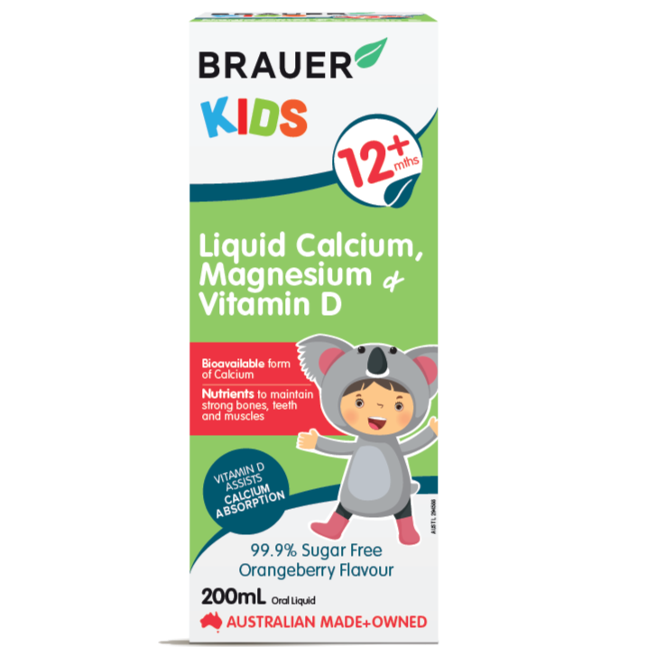 Brauer Kids Liquid Calcium, Magnesium & Vit D 200ml