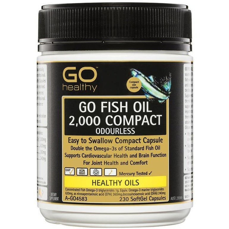 GO Healthy Fish Oil 2000 Compact Odourless 230 Soft gel Capsules