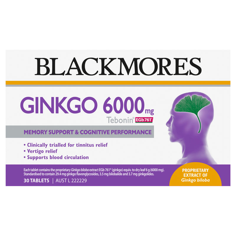 Blackmores Ginkgo 6000 mg (Tebonin EGb 761) 30 Tablets