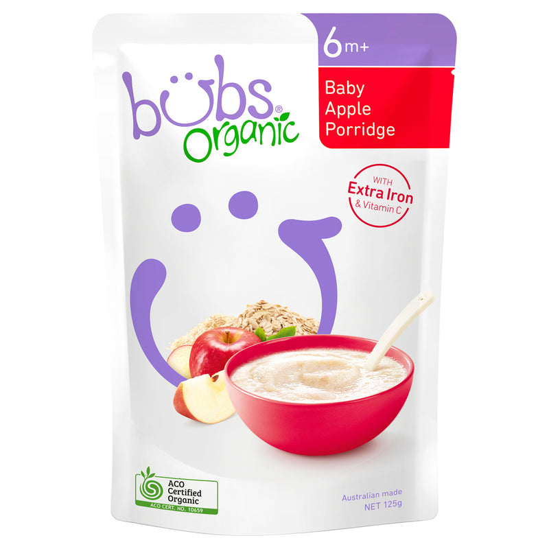 Bubs Organic Baby Apple Porridge 6 Months+ 125g