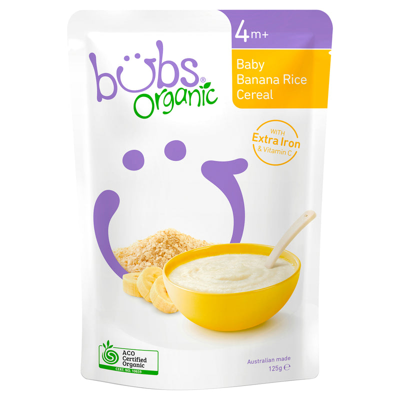 Bột ngũ cốc gạo chuối Bubs Organic cho bé 4 tháng + 125g