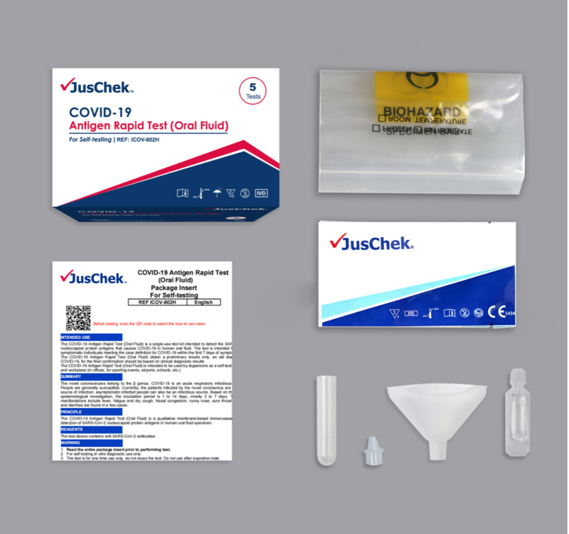 JusChek Covid 19 Rapid Antigen Test Oral Fluid 1 Pack