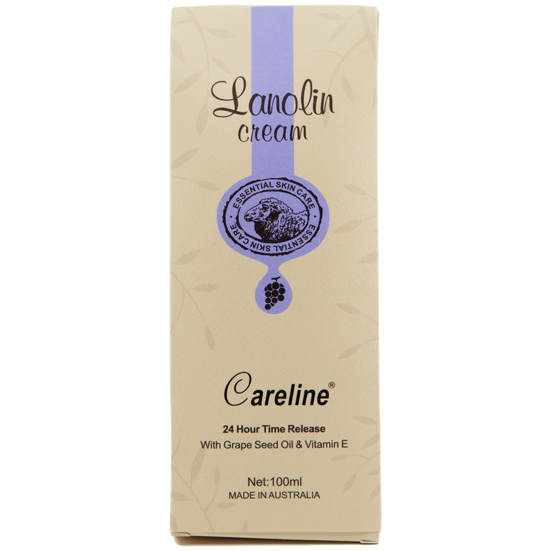 Careline羊毛脂面霜，含葡萄籽油和维生素E管100mL