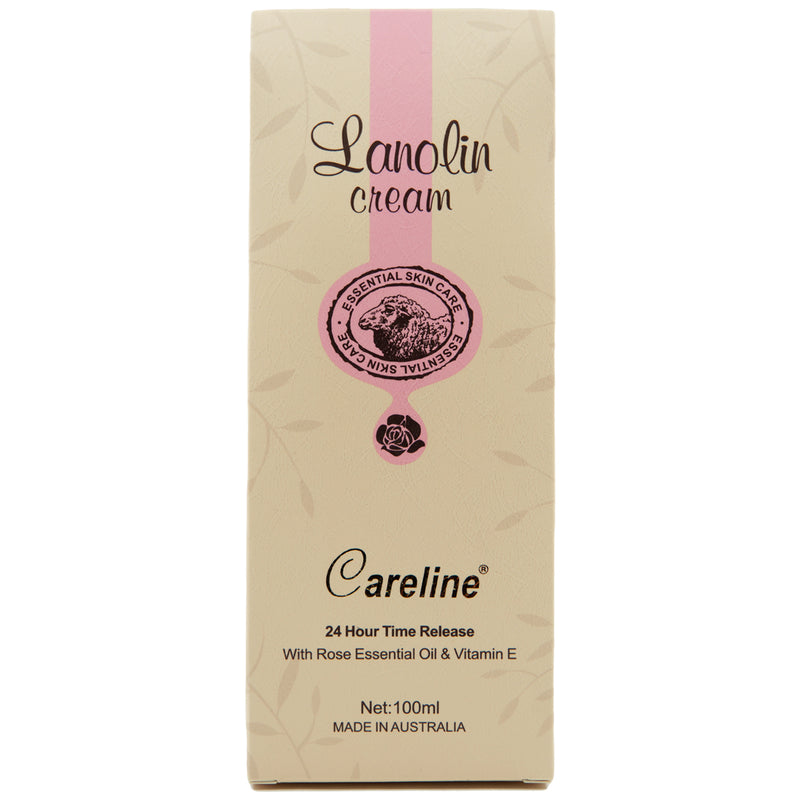 Careline Lanolin Cream with Rose Essential Oil and Vitamin E Tube 100mL