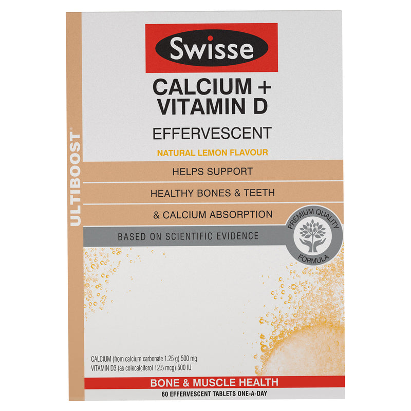 Swisse Ultiboost Calcium + Vitamin D Effervescent 60 Tablets