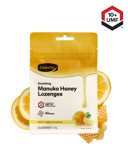 COMVITA Kẹo ngậm mật ong Manuka với keo ong (chanh và mật ong) 12s
