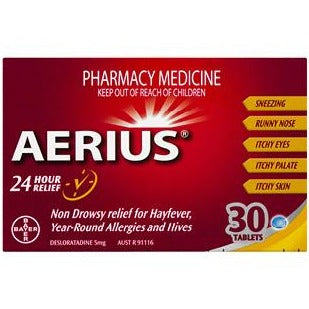 Aerius 24 Hour Non Drowsy Allergy Relief Antihistamine 30 Tablets