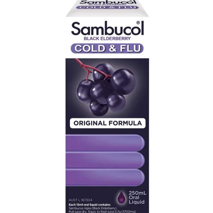Sambucol Cold & Flu Liquid 250ml - Công thức nguyên bản