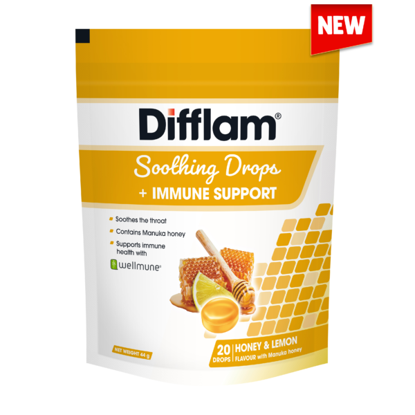 Difflam Soothing Drops + Immune Support Honey & Lemon flavour 20 Drops